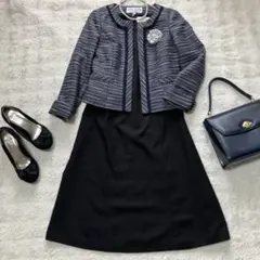 美品 東京ソワール フォーマル 2点セット セレモニー ママスーツ ツイード