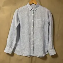 無印ストライプリネンシャツ　XL