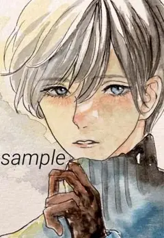 オリジナル手描きイラスト　創作　水彩画　アナログイラスト　男性