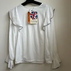 HK WORKS LONDONアイボリー フリル長袖シャツ M 新品タグ付き