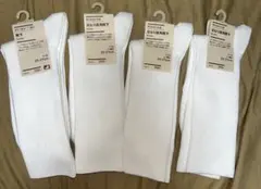 無印良品 25-27 オフ白足なり直角靴下×3 オーガニックコットン入×1