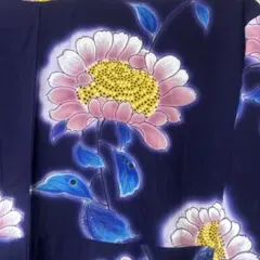 紺色 花柄 浴衣
