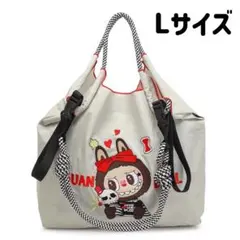 ラブブlabubu　刺繍　大容量　トートバッグ　ナイロン　ショルダーストラップ付