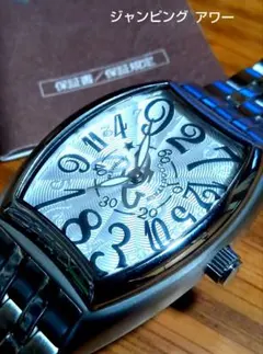 稀少　コグ　ジャンピングアワー　自動巻　裏スケ　トノー　ビッグフェイス ブラック 稀少 コグ ジャンピングアワー 自動巻 裏スケ トノー ビッグ