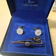 Yves Saint Laurent タイピン　カフス　セット　白蝶　付属品あり