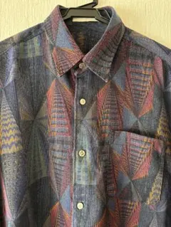 【古着】　柄シャツ　長袖