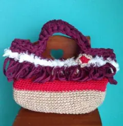 ハンドメイド 麻紐×ズパゲッティ バッグ