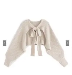 前後2wayビッグリボンクロップド丈ニットボレロ［Kz201］