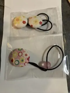 キッズ ハンドメイド 花柄・円形デザインヘアゴムセット