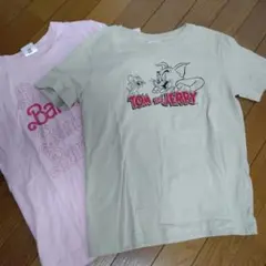 GUトムとジェリー Tシャツ ベージュ 、BarbieピンクTシャツMサイズ