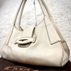 美品✨トッズ ハンドバッグ シボ革 ブランドロゴ レザー TOD'S