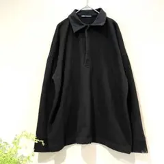 【ZARAザラ】トレーナー長袖ポロシャツ／裏起毛／無地黒／ユニセックス／秋冬服