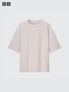 UNIQLO U エアリズムコットンオーバーサイズTシャツ5分袖ライトグレー