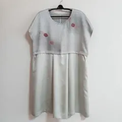 着物リメイク　タックワンピース　ハンドメイド