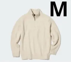UNIQLO スフレヤーンハーフジップセーター　ユニクロ　ナチュラル
