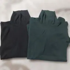 コットン長袖 タートルネックTシャツ 2色セット Lサイズ