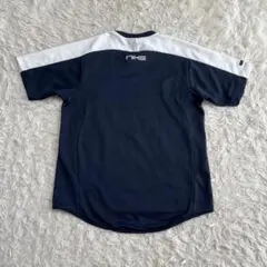 短丈　00s nike shirts M ネイビー　刺繍　背面ロゴ