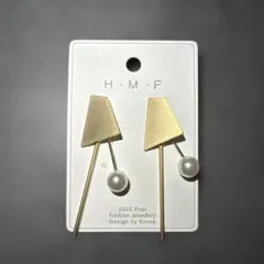 【新品】韓国風 アシンメトリー ジオメトリック パールピアス ゴールド S925