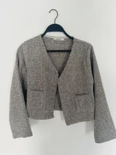 ノーカラーツイードジャケット ベージュ 新品