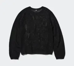 ユニクロ 3Dメッシュ クルーネックセーター ブラック Lサイズ 461980