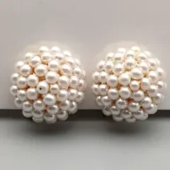 未使用保管品　ヴィンテージ パールクラスタ―イヤリング 〜可憐に咲くパールブーケ