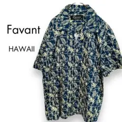 Favant Hawaii アロハシャツ M ネイビー パイナップル柄 総柄のサムネイル
