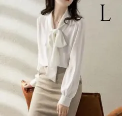 ブラウス　シャツ　ホワイト リボン フォーマル 上品 おしゃれ オフィス