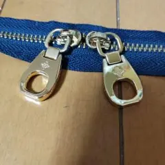 ネイビー ダブルジッパー ファスナー ゴールド金具 おしゃれ金具 65cm