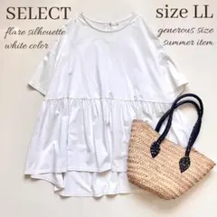 ◆美品◆大きいサイズ◆フレアティアードTシャツ◆チュニック◆白◆LL◆ゆったり