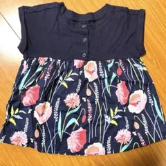 花柄半袖シャツ ネイビー