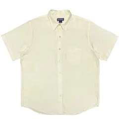 LANDS' END リネン半袖シャツ イエロー 香港製 90s 麻のサムネイル