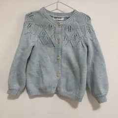 ライトブルー レース編み カーディガン　110cm