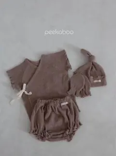 Peekaboo韓国ベビー服 ニューボーン4点セット 長袖 くすみカラー