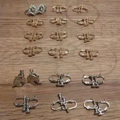 【増量】イヤリング用金具　カン付き　ゴールド15個　シルバー9個 ピアス金具他