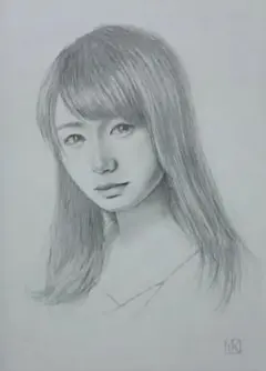 女性ポートレート 鉛筆画 A4サイズ 鉛筆画 ポートレート 人物画 女性 A4サイズ 額 フレーム - メルカリ