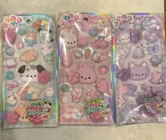 もちプニューステッカー　肉球　スクイーズ　シール　3点セット
