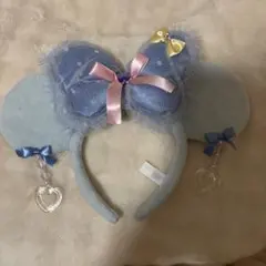 ミニーちゃん　イヤリング　カチューシャ　水色