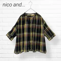 nico and...✨シアーブラウス シャツ チェック柄 コットン 五分袖