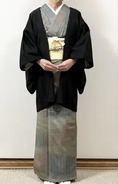 裄丈65 身丈84 正絹 黒羽織 蔦紋 縫い紋