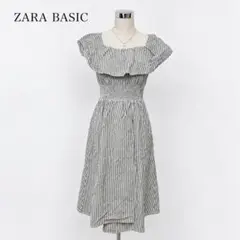 ZARA BASIC ストライプ オフショルダー ワンピース S