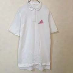 ポロシャツ ホワイト 半袖 レディース M 刺繍
