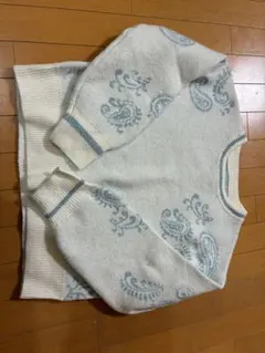 ペイズリー柄 長袖ニットセーター Lサイズ