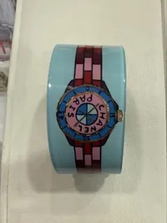 CHANEL ロゴ入りバングル 水色