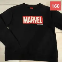 【160】MARVEL ブラック トレーナー ロゴ刺繍がおしゃれ♪