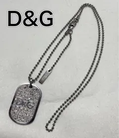 D&G ドルチェ&ガッバーナ ドッグタグ ネックレス シルバー ラインストーン