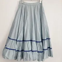 【カネコイサオ】水玉ティアードロングスカート ブルー 希少　完売品