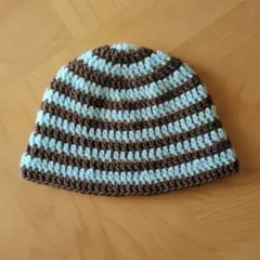 クロシェハット バケハ ビーニー クラッシャーハット ニット帽 手編み ボーダー