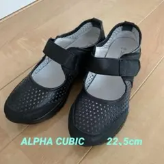 ALPHA CUBIC ブラックシューズ 22.5