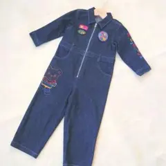 MIKI HOUSE デニム オーバーオール 長袖 つなぎ 100cm