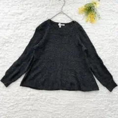 美品✨ルクールブラン　長袖フレアニット　アンゴラ混合　M ダークグレー　ゆったり